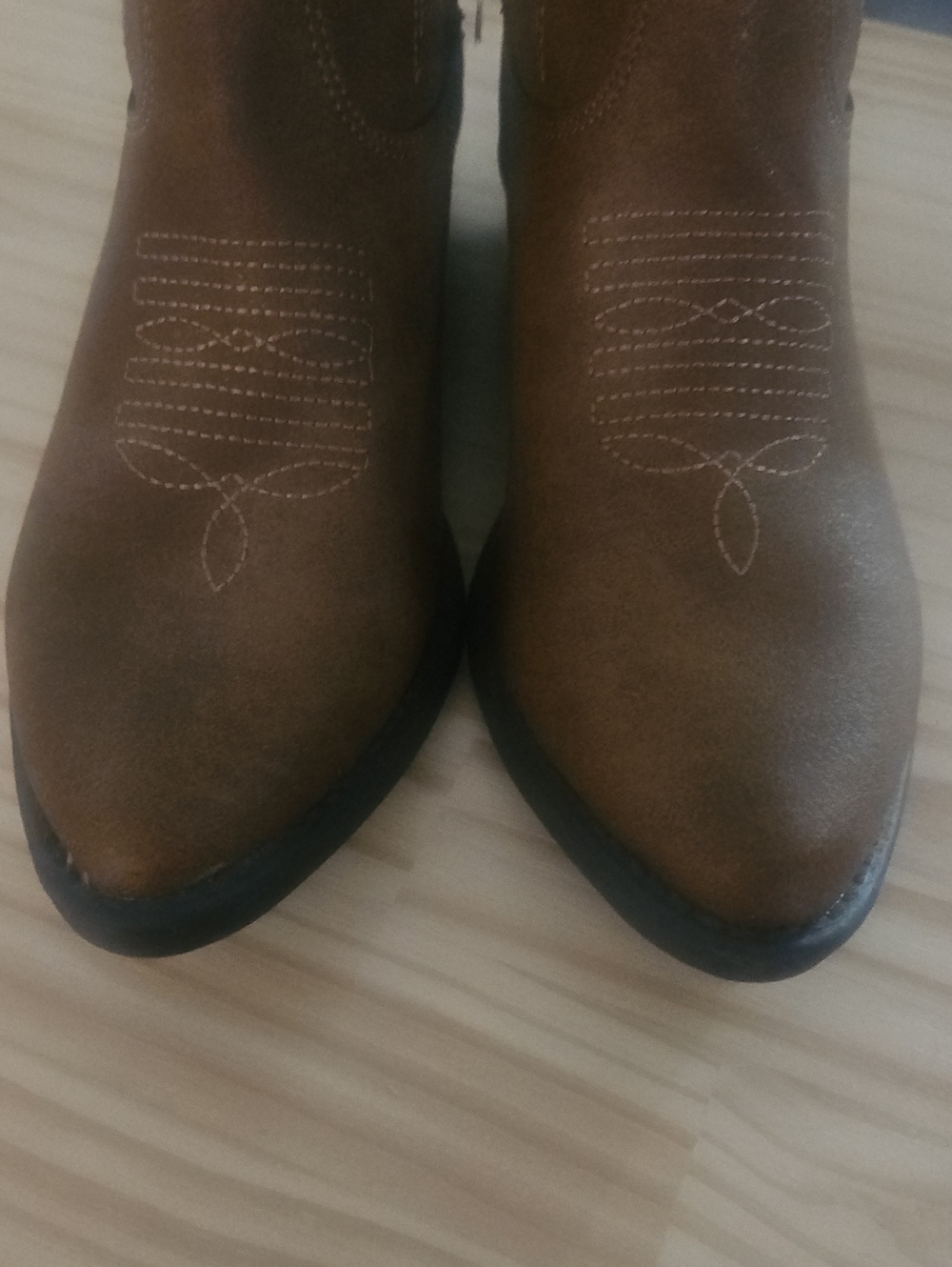 Women's Brown Western Ankle Boots - Picture 3 of 5